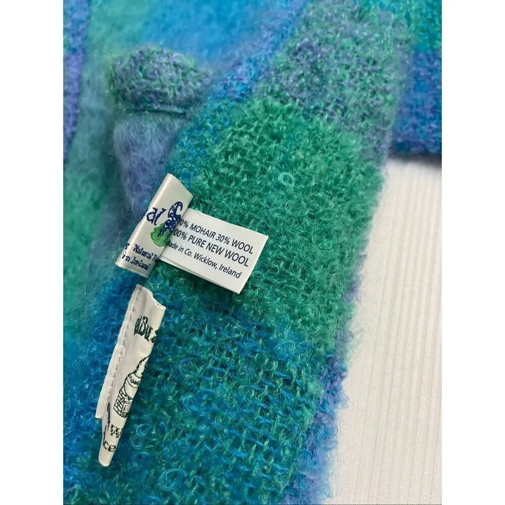 Old Bushmills Donegal Design Ireland Mohair Wool Cape Shawl Shrug One Size Fits